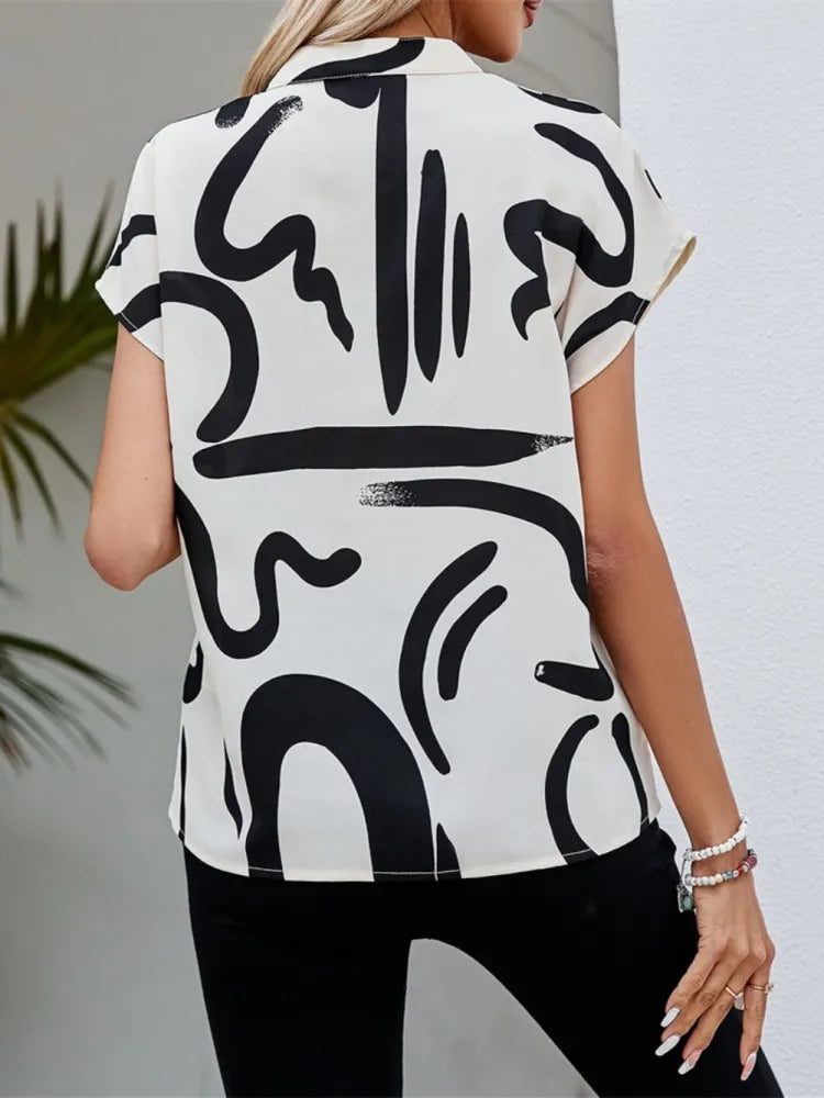 Printed V-neck blouse